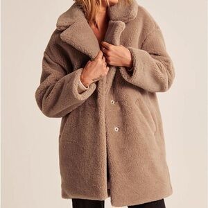 Abercrombie and Fitch Teddy Coat Tan